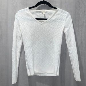 Talbots white cable knit sweater